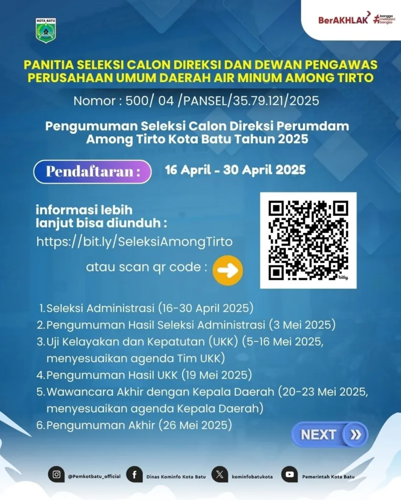 Pendaftaran Calon Direksi Perumdam Among Tirto Kota Batu Tinggal 3 Hari Lagi 1 Malang Posco Media